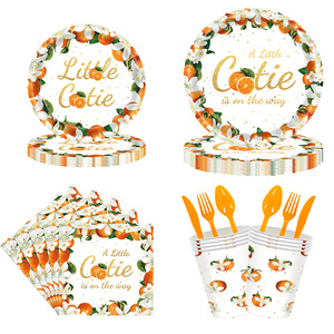 YOUNIKE Little Cutie – Ensemble de décoration de fête pour bébé, nappes, assiettes et vaisselle jetables, fournitures pour fête d'anniversaire et premier anniversaire - Product Image 2
