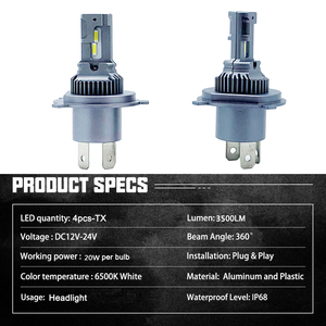Accesorios para Automóviles, Bombilla LED H4 para Faros Delanteros, 15 W, 3000 LM, Súper Blanca, Enchufar y Usar, para Motocicleta, para Elantra, para <span class=keywords><strong>Peugeot</strong></span> 206 - Product Image 5