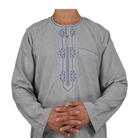 Thobe pour homme, style marocain, décontracté, manches longues, en polyester, infroissable, longueur cheville, fait main, pour usage quotidien