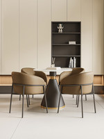 Ensemble table et chaises de réception 4 places en métal moderne de luxe léger pour bureaux, zones de repos et salons de beauté