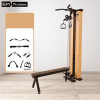 Station de Fitness à câble réglable mural en bois, Machine à câble à double poulie