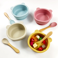 Ensemble de bols d'apprentissage pour enfants, en forme d'ours, de qualité alimentaire, avec cuillère, compatibles micro-ondes et lave-vaisselle