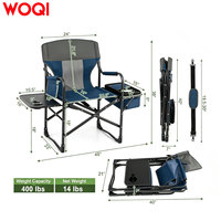 Chaise de camping pliable WOQI avec table latérale intégrée et sac isotherme, chaise de réalisateur pour le camping/la randonnée/le trekking