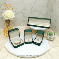 Webest boîte d'emballage de bijoux de luxe boîte à bijoux en cuir kit de boîte à bijoux en cuir vert boîte à bijoux en cuir