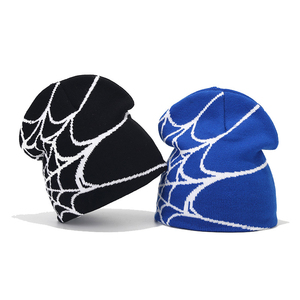 Moda Hip-hop Streetwear gorras para hombres mujeres Unisex Goth Pullover Skull Cap Y2K invierno cálido sombreros Spider <span class=keywords><strong>Web</strong></span> Knitting Beanie Hat - Product Image 3