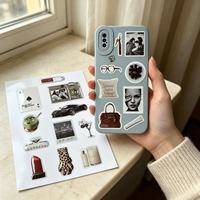 Autocollants décoratifs esthétiques en résine 3D vintage, imperméables et auto-adhésifs, pour téléphone