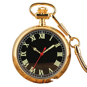 Reloj de Bolsillo Retro Antiguo para Hombre, Reloj Dorado con Números Árabes Luminosos, Movimiento de Cuarzo, Colgante, Regalo de Navidad - Product Image 1