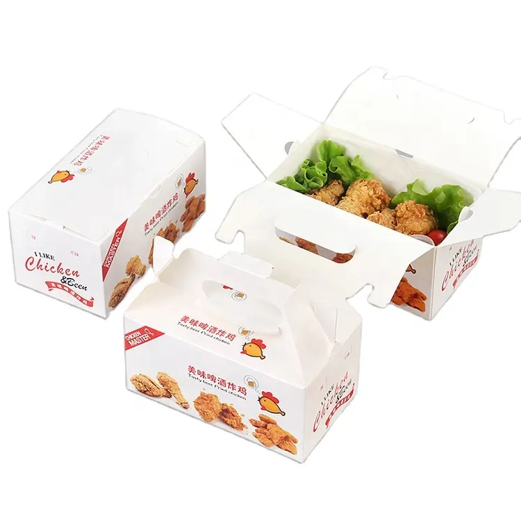 De papel personalizado pollo frito caja de comida rápida de llevar caja toma caja