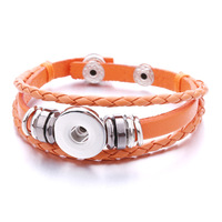 En gros 18mm Botton Snap Bracelet Perlé À La Main Réglable Tressé DIY En Cuir Bouton Pression Bracelet D'amitié