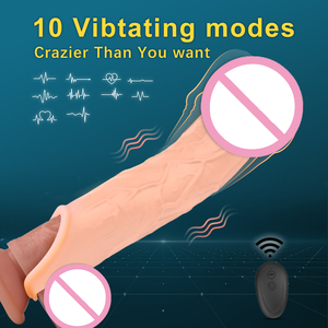 Manchon de pénis en silicone vibrant réaliste, extenseur, gode réutilisable, <span class=keywords><strong>préservatif</strong></span>, retardateur d'éjaculation, agrandisseur de pénis, jouets sexuels pour hommes - Product Image 2
