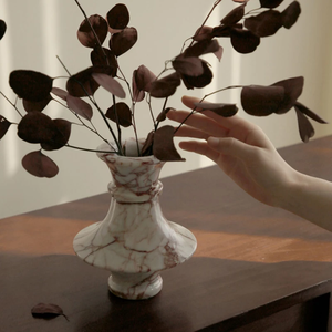 SAIDKOCC D15.5x18cm 테이블 선반 용 이탈리아 대리석 꽃병 벽난로 입구 칼라 카타 홈 장식용 붉은 꽃병 - Product Image 2