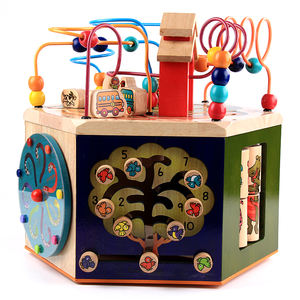 Labirinto di Perline Multifunzione a 6 Lati, Gioco Educativo Montessori in Legno, Cubo Sensoriale per Attività dei Bambini - Product Image 3