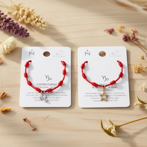 Tobillera Capricornio Siete Estrellas, Cordón Rojo, Acero Inoxidable, Joyería Zodiacal Hecha a Mano - Product Image 2