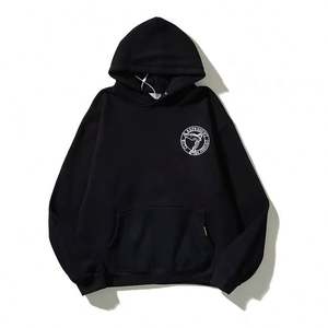 Vêtements chauds à la mode personnalisés sweat à capuche en éponge imprimé haut décontracté manches longues broderie noir sweat à capuche sans ficelle pour hommes - Product Image 5