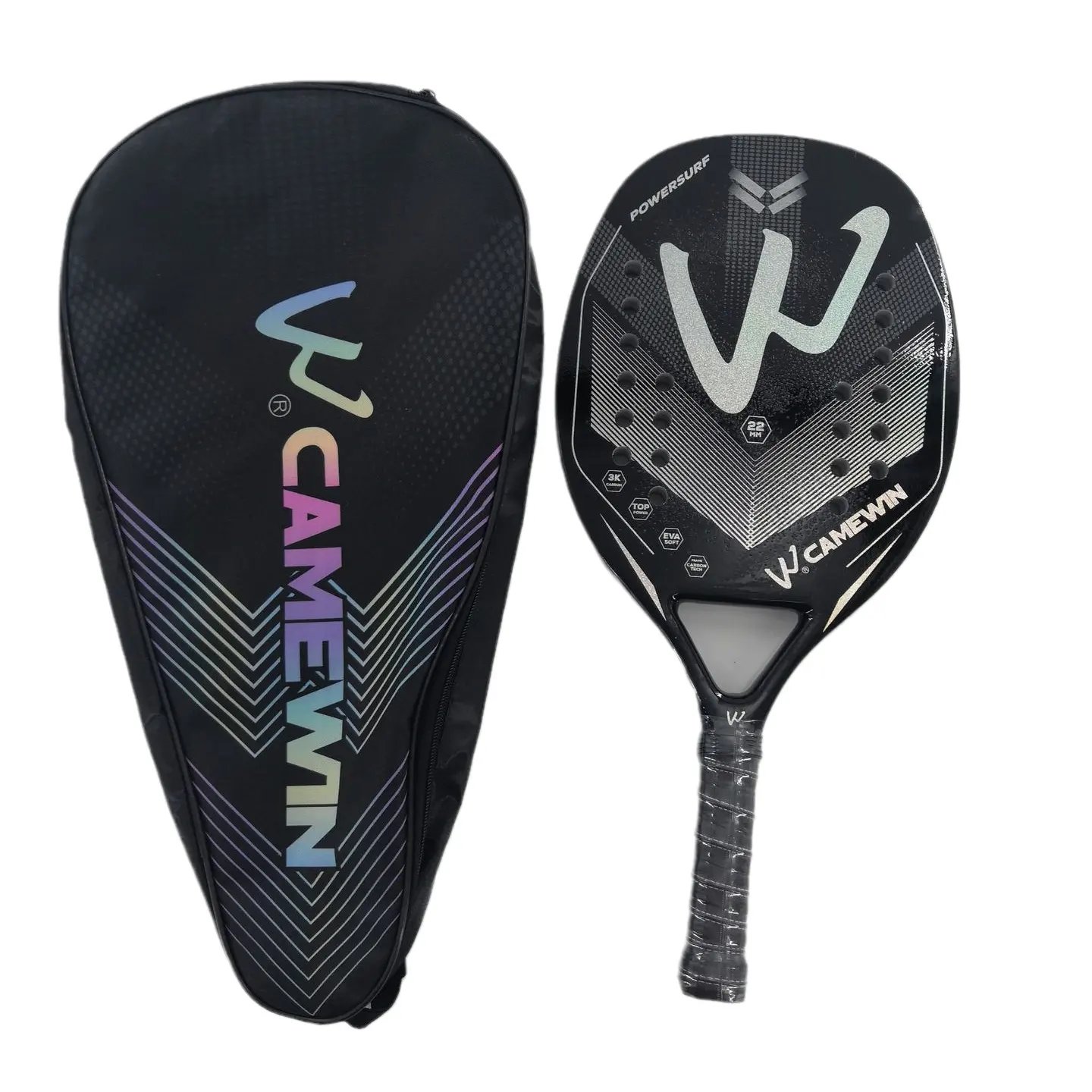 Original Beach Tennis Schläger Paddel Soft Eva 3K Gesicht Raqueta Mit Taschen Unisex Camewin New Design Beach Rackets