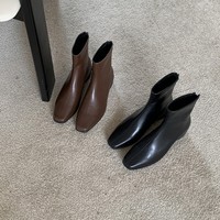 Bottines pour femmes à bout carré, fermeture éclair arrière, pour affaires, mariage, brillantes, confortables, à talon bas