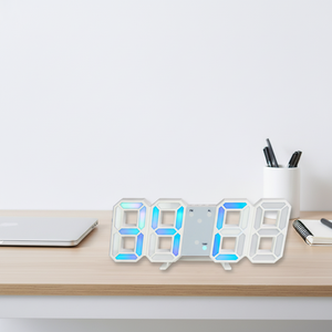 Horloge <span class=keywords><strong>murale</strong></span> LED 3D RGB EMAF Home Decor Art Time Color, néon, alarme, luminosité réglable, horloge numérique électrique de <span class=keywords><strong>table</strong></span> - Product Image 2