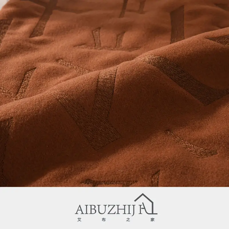 AIBUZHIJIAミニマリスト抽象デザイン和風オレンジクッションカバーインクテキスト刺Embroidery 45x45Cmプレーンスロー枕カバー