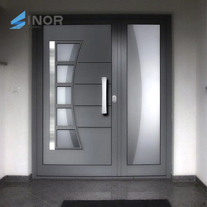 Puerta de Entrada Principal de Venta Directa de Fábrica, Diseño Sólido, Pivote de Madera, Cierre Automático, Entrada de Aluminio y Madera, Certificado CE - Product Image 1