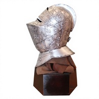 Casque de Chevalier Médiéval Européen, Armure de Samouraï Vintage, Ornement de Bureau en Fer de Style Personnage pour Cafés Internet et Restaurants