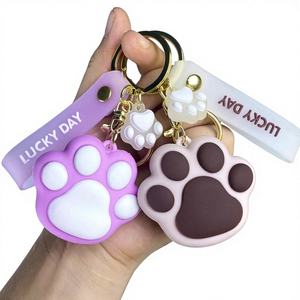 Porte-clés créatif en plastique en forme de patte de chat, design cœur mignon pour fille, pendentif de voiture, cadeau pour couple - Product Image 1
