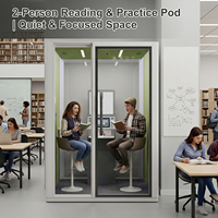 Cabine insonorisée Vestael, cabine de lecture acoustique pour bibliothèques, écoles, formation vocale, pratique des instruments, roulettes, LED