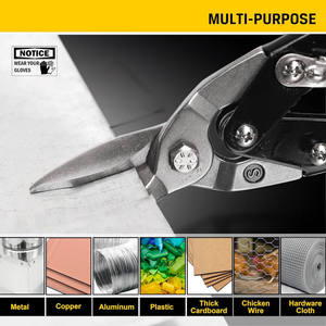 Industrial Multi-Purpose Shears Stainless Steel Blade Soft Grip Handle Yellow 10 Inch Straight Cut For Sheet Metal Cutting - Product Image 5