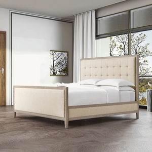 <span class=keywords><strong>Lit</strong></span> king-size de luxe moderne fabriqué à la main avec cadre en bois de chêne et revêtement en tissu Style de <span class=keywords><strong>lit</strong></span> mural en bois massif pour chambre à coucher - Product Image 4