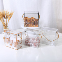 Poignée Portable Cupcake Transparent Conteneur Plastique PET Cuisson Emballage Cadeau Papier Boîte Rectangle Transparent Boîte