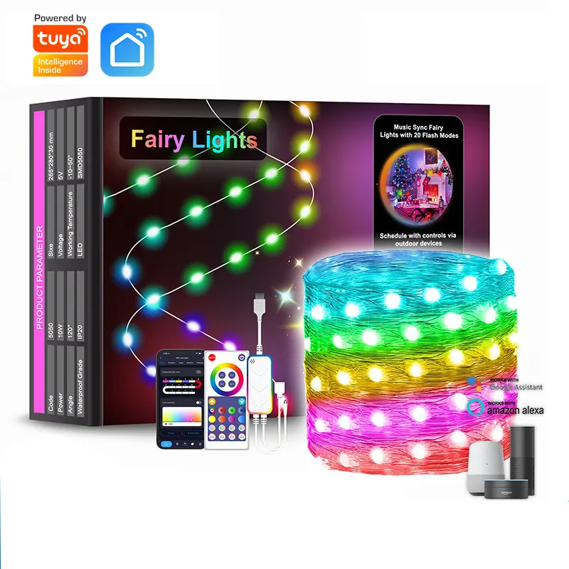 RSH Tuya Smart Life WiFi BLE RGBIC LED String Fairy Light Christmas Tree Lights For Wedding Party Festival Decorative Lighting