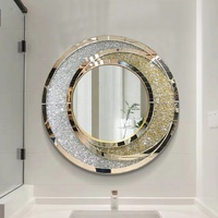 Vente en gros de salle à manger design de luxe doré pour la maison salon moderne miroir décoratif rond orné