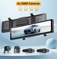 Caméra embarquée IPoster 12 pouces avec WIFI, GPS, système de vision à 360°, enregistreur DVR pour voiture, rétroviseur, kit vidéo 4 canaux 1080P