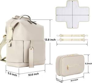 Mochila Pañalera de Viaje Multifuncional de Cuero Impermeable con Cambiador, Diseño OEM ODM - Product Image 2