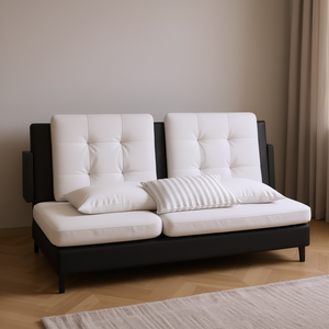 Coussin de tête de lit blanc et noir, ensemble de coussins de siège, garnissage en mousse de cuir, couleur unie, sans motif, 3-4 pièces - Product Image 2