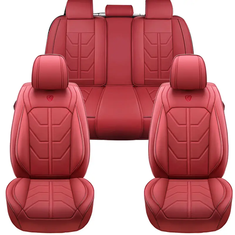 logo customizable luxury universal leather four black and red seat cover car seat cover for toyota camry corolla