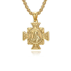 St. Benedict <b>Cross</b> Pendant Necklace Stainless Steel Men's Religious Jewelry Gift - Product Image 5