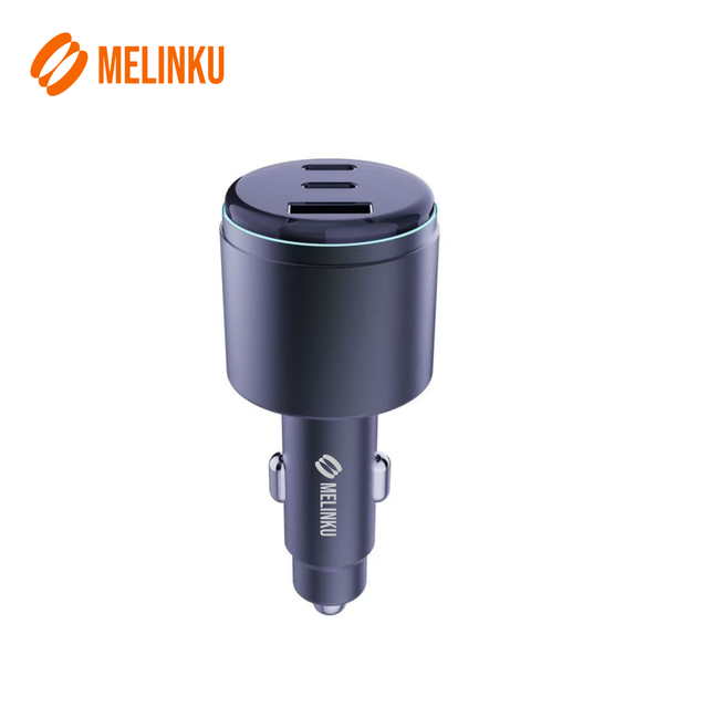 Melinku 95W Aluminum Alloy Car Charger for Laptop 65W+30W Dual USB-C Output PD3.1 & 5V/3A for High-Power Devices in Vehicle