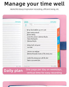 Agenda Diaria Personalizada con Tapa de Cuero PU A5 2026, Estilo Ejecutivo, Calendario de Escritorio de 400 Páginas, Logotipo Personalizado, Lista de Tareas, Promocional - Product Image 6