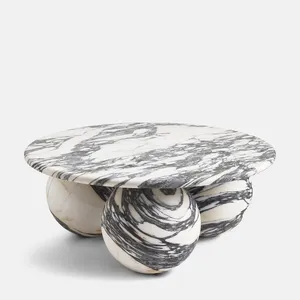 Modern Minimalist Luxury Black and White Marble Coffee Table Home Living Room Party Designer Tea Table