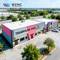 Structure en acier préfabriquée pour parc de trampolines, installation rapide certifiée, arène extérieure, norme ASTM, hauteur 9m