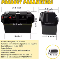 Boîtier de batterie électrique portable DC-DC 8D étanche en ABS/PC PVC pour accessoires de voiture 12V 24V pour le camping stockage d'énergie marine vide