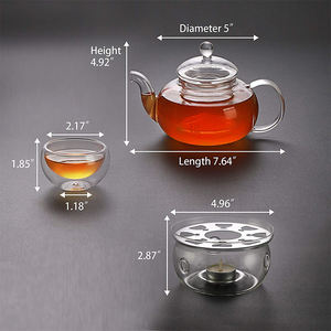 Service à thé en verre transparent avec chauffe-thé <span class=keywords><strong>et</strong></span> tasses - Product Image 5