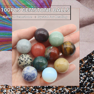 Lot de 100 pierres précieuses naturelles multicolores de 20 mm, polies, non poreuses, pour la guérison des chakras, style astronaute, décoration de bureau - Product Image 2