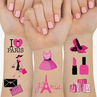 Tatouages temporaires imperméables Paris : Décorations de fête d'anniversaire, cadeaux et autocollants de mode et design parisien pour filles