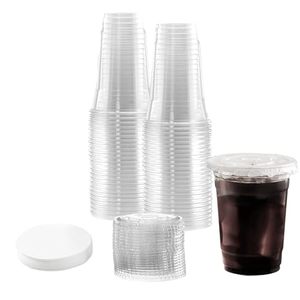 Paquete de 50 Tapas Transparentes para Smoothies de 16 Onzas, Vasos Reutilizables a Prueba de Fugas para Café Helado, Batidos y Bebidas Frías - Product Image 1