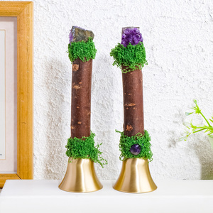 Cetro de Madera con Cristal de <span class=keywords><strong>Amatista</strong></span> Natural, Campana Mágica, Adornos <span class=keywords><strong>Espirituales</strong></span>, Decoración para Sanación Energética, Regalos - Product Image 1