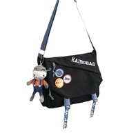 Nouveau style, sac bandoulière unisexe en nylon imperméable, fermeture éclair, sangle réglable, motif de dessin animé, 13 pouces, mode étudiante