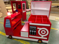 Camion de pompiers en bois de grande taille pour Kidzania, jeu de rôle pour enfants, maison de jeu, ville de jeu, service d'incendie
