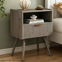 Table d'appoint moderne pour petits espaces, commode en panneaux de bois, étagère de rangement de luxe, table de chevet, organisateur avec 2 tiroirs, salon