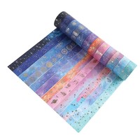 Ensemble de 12 rouleaux de ruban adhésif washi, série ciel étoilé, impression galaxie, estampage à chaud, papier adhésif, bricolage, scrapbooking, autocollant, ruban adhésif washi